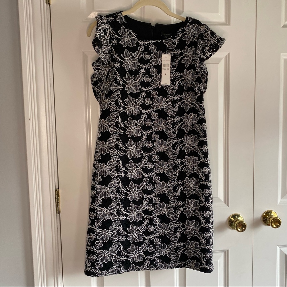 Ann Taylor Lace Shift Dress with Flutter Sleeve